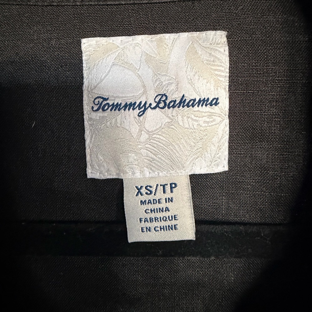 Tommy Bahama Two Palms 100% Linen Raw edge jacket.  Black Button-Front. - Picture 2 of 7